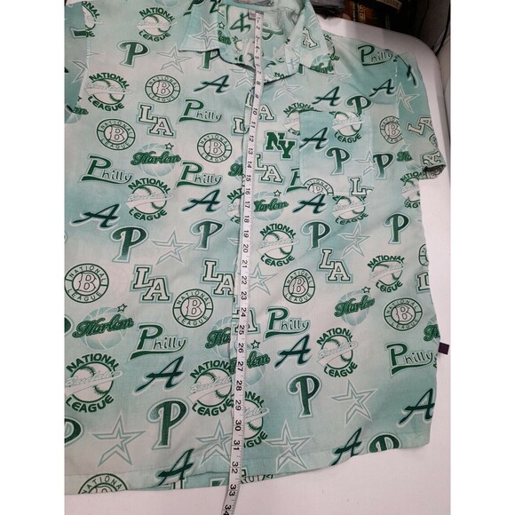 Real Authentic Clothing Green National League Baseball Shirt Harlem Philly Sz L - Picture 8 of 11